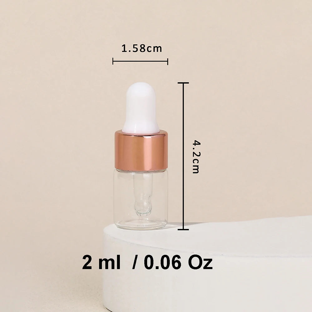 3-Piece 2ml Mini Glass Dropper Bottle Set - Perfect for Travel and DIY Beauty Products