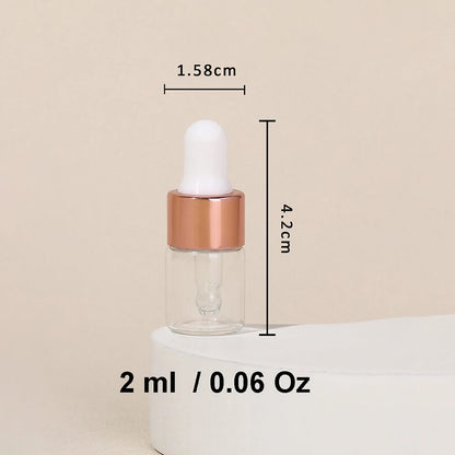 3-Piece 2ml Mini Glass Dropper Bottle Set - Perfect for Travel and DIY Beauty Products