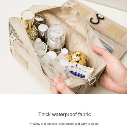 Waterproof Travel Makeup Bag with Hook – High-Quality Toiletries Organizer for Women