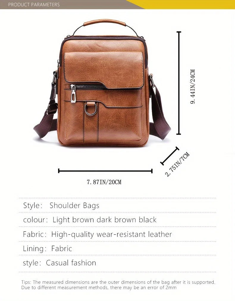 Men’s PU Leather Shoulder Bag for 9.7” iPad - Compact, Stylish, and Versatile Crossbody Bag