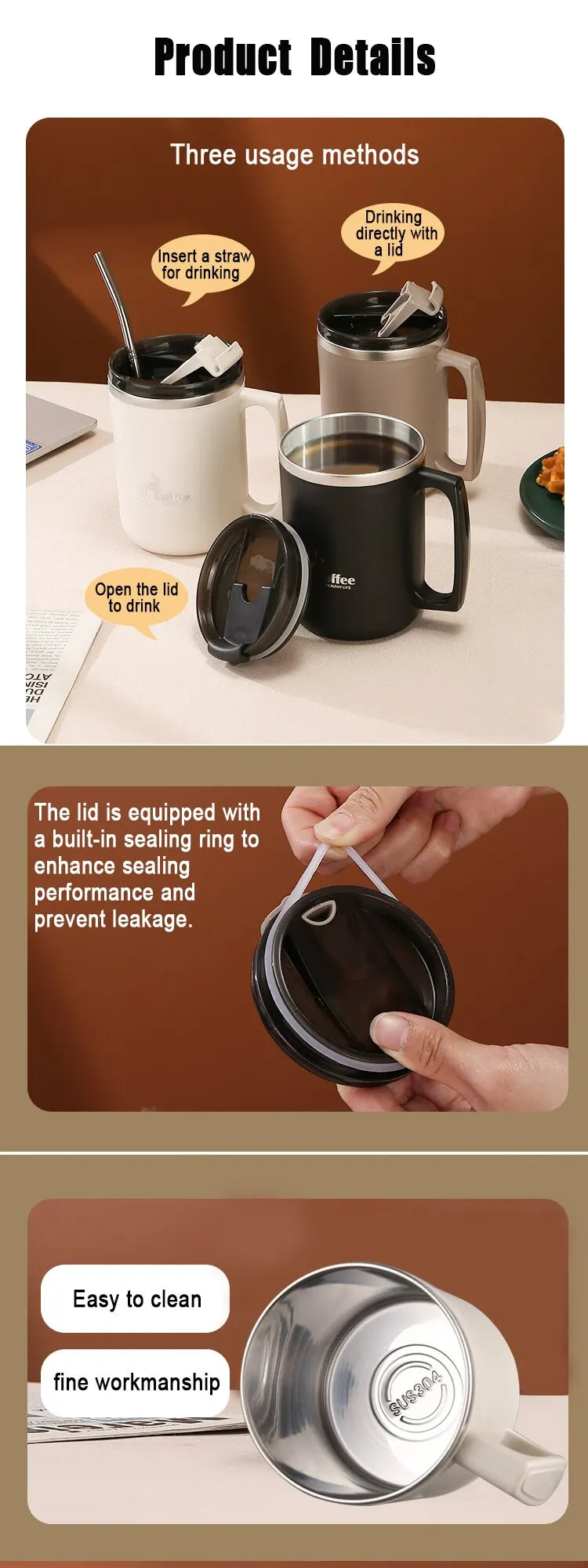 Stainless Steel Double-Wall Thermal Insulated Coffee Cup – Durable, Sleek, and Perfect for Hot or Cold Beverages