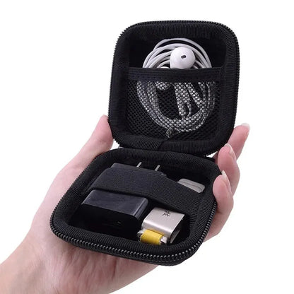 Portable Leather Earphone & Cable Organizer Bag – Multifunctional Digital Gadget Storage Case