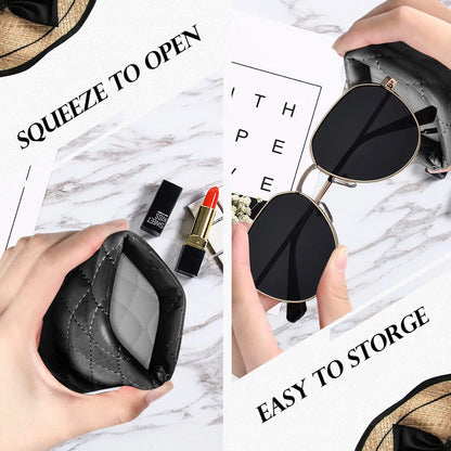 Double-Layer PU Leather Sunglasses Storage Bag – Waterproof High-End Portable Glasses Case