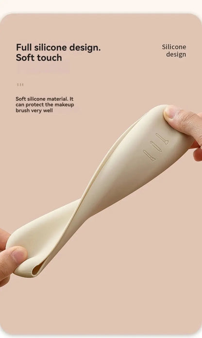 Silicone Makeup Brush & Brow Pencil Case – Dust-Proof, Portable Travel Storage Bag