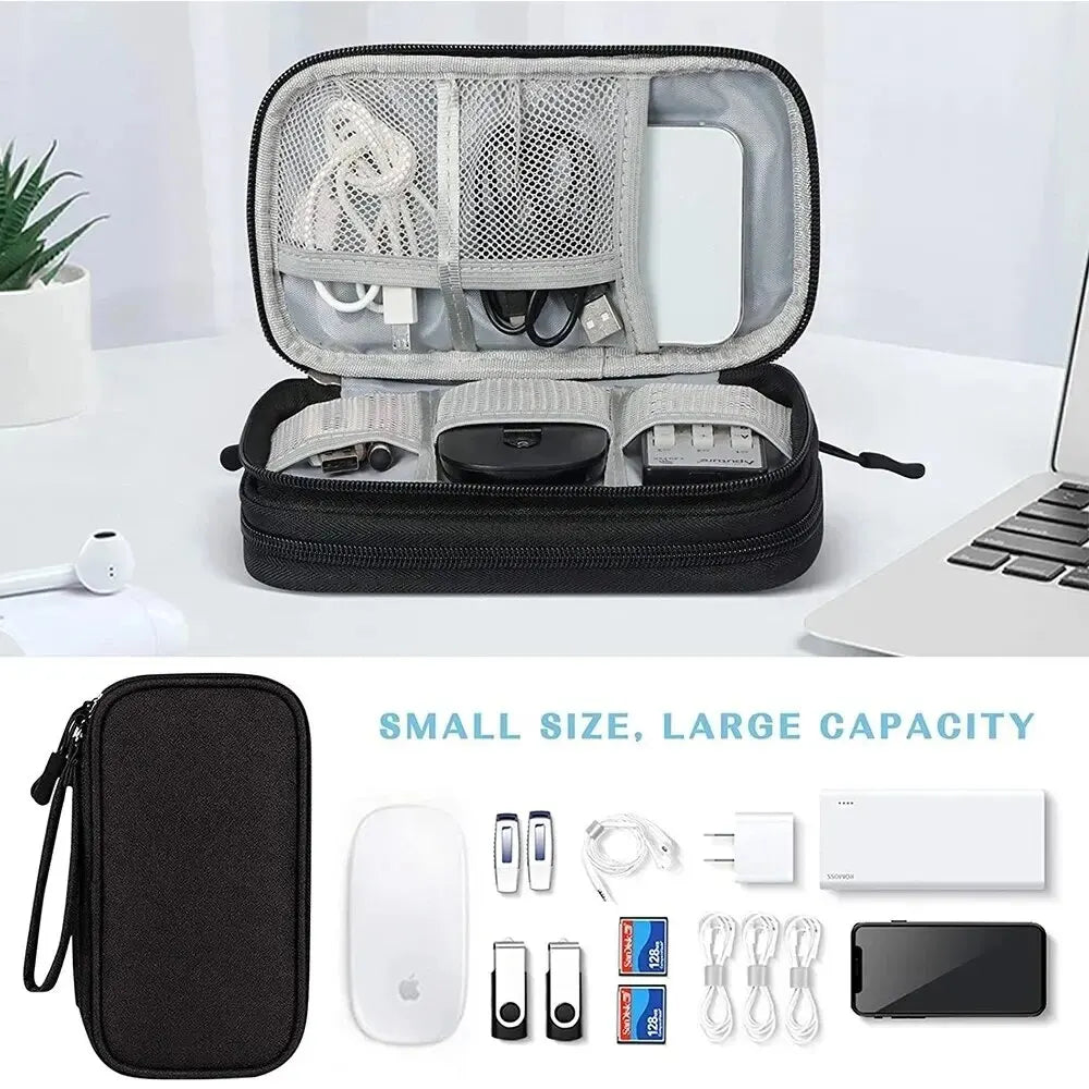 Portable Travel Organizer Bag – Waterproof Cable Storage Pouch with Double Layers