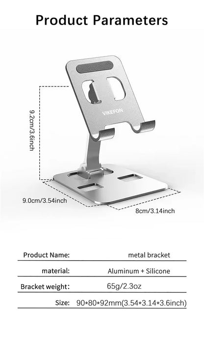 Universal Aluminum Alloy Portable Tablet and Phone Holder – Foldable and Adjustable Desk Stand
