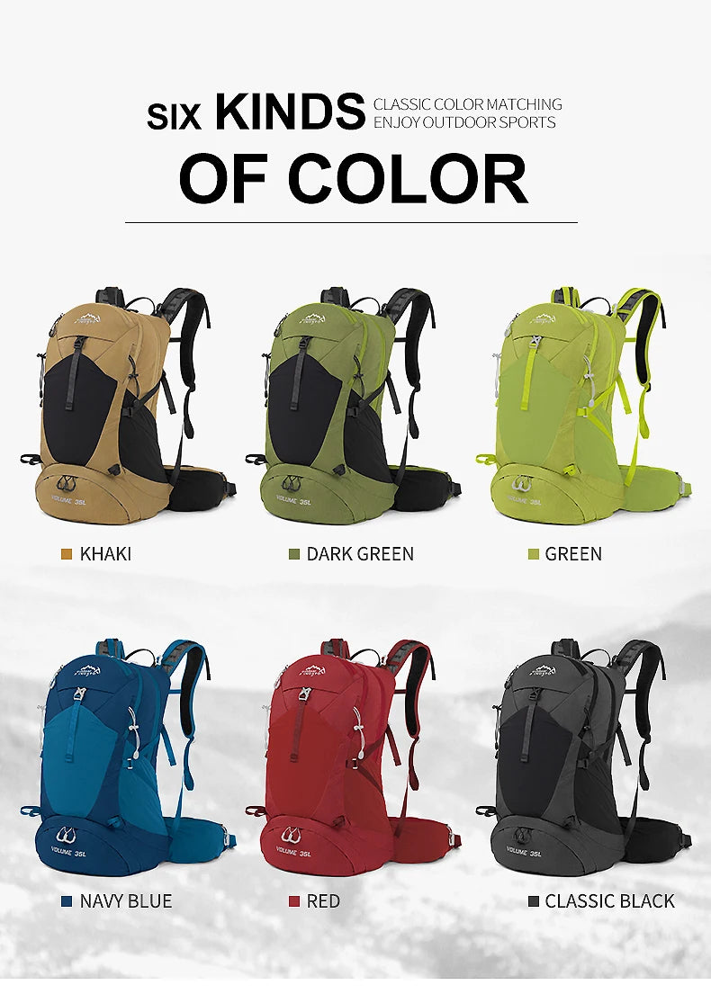 35L Mountaineering Backpack - Waterproof Outdoor Sports Bag for Men and Women, Ideal for Camping, Hiking, and Rain Protection