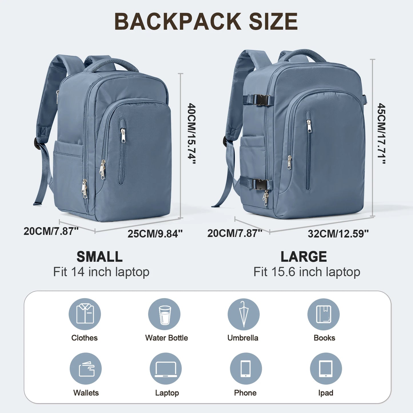FLCC Large Capacity Travel Laptop Backpack for Women and Men - Airline-Approved Cabin Backpack for EasyJet and Ryanair