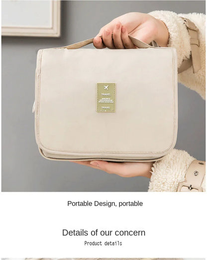 Waterproof Travel Makeup Bag with Hook – High-Quality Toiletries Organizer for Women