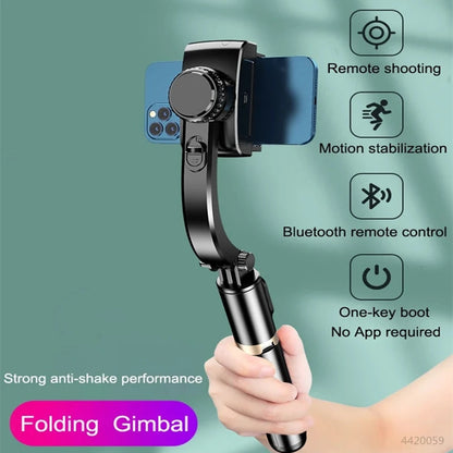 Roreta 2024 Gimbal Stabilizer Selfie Stick – Foldable Wireless Tripod with Bluetooth Remote for iOS and Android
