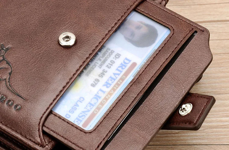 Men's RFID Blocking PU Leather Wallet - Compact Coin Purse & Zippered Business Card Holder