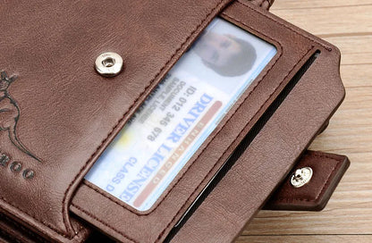 Men's RFID Blocking PU Leather Wallet - Compact Coin Purse & Zippered Business Card Holder