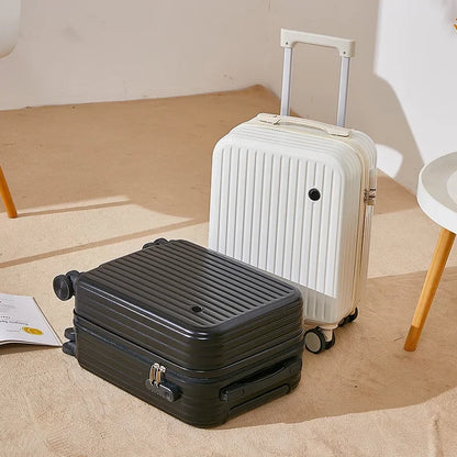 18 Inch Travel Suitcase Multifunctional Suitcase Boarding Box Student Trolley Password Case Rolling Luggage Bag with Cup Holder