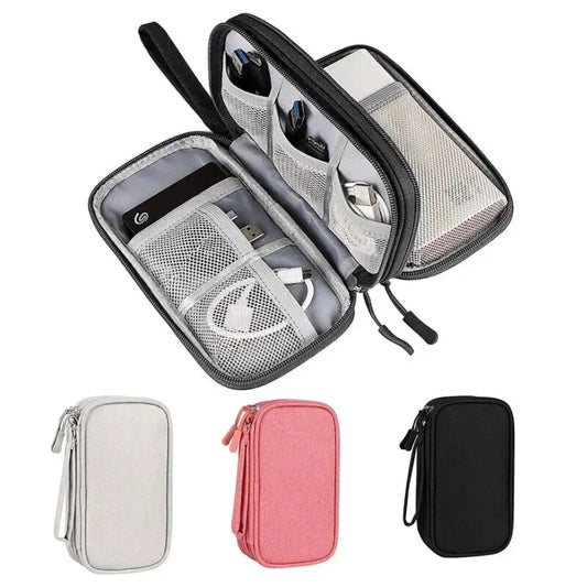 Portable Travel Organizer Bag – Waterproof Cable Storage Pouch with Double Layers