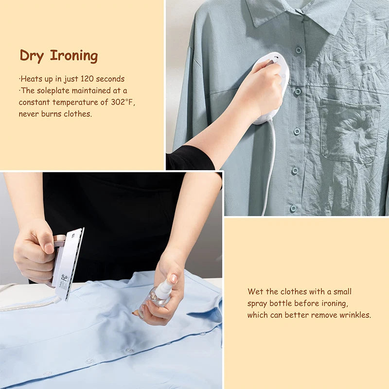 YUNCHI Portable Mini Electric Iron Dual-voltage Non-steam Travel Dry Iron 100-240V