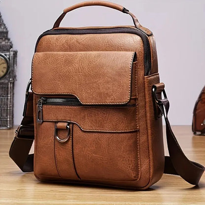 Men’s PU Leather Shoulder Bag for 9.7” iPad - Compact, Stylish, and Versatile Crossbody Bag
