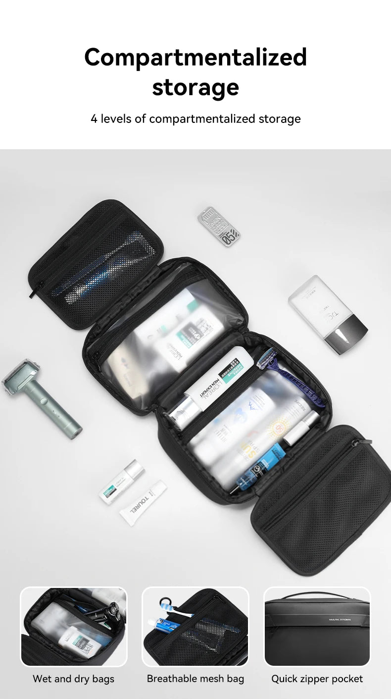 Men's Waterproof Travel Toiletry Bag – Dry/Wet Separation Business Trip Organizer