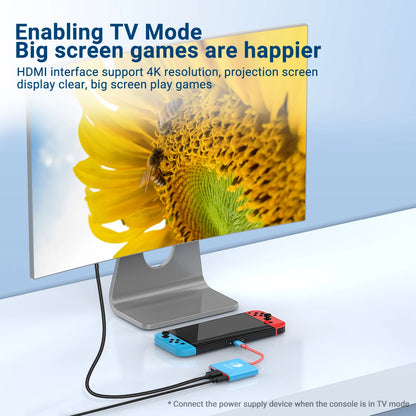 Portable Nintendo Switch Docking Station - 3-in-1 USB-C Hub with HDMI and USB 3.0 for Travel and Gaming