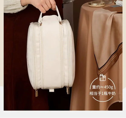 Multifunctional Makeup Bag for Women - Large Capacity PU Leather Travel Makeup and Toiletry Organizer with Double Zipper