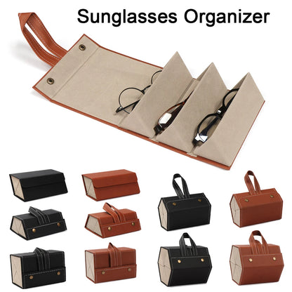 Portable Foldable Multi-Slot Glasses Organizer – Stylish and Practical Eyewear Storage for Travel