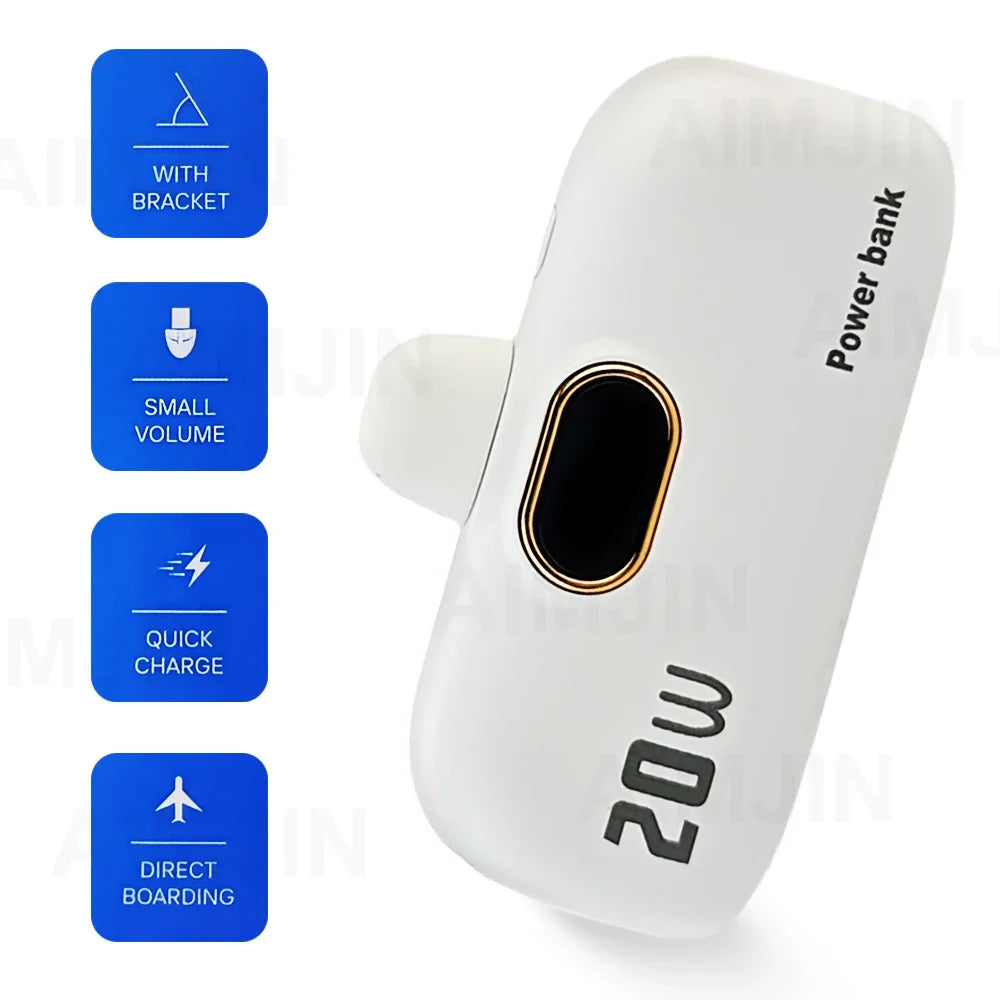 10000Mah Mini Power Bank for Iphone Charger High Capactity Mini Capsule Power Bank Digital Display 20W Fast Charging