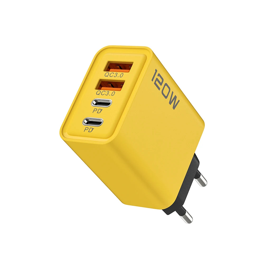 120W 4-Port USB-C Fast Charger - Perfect for Travel, Home, and Office