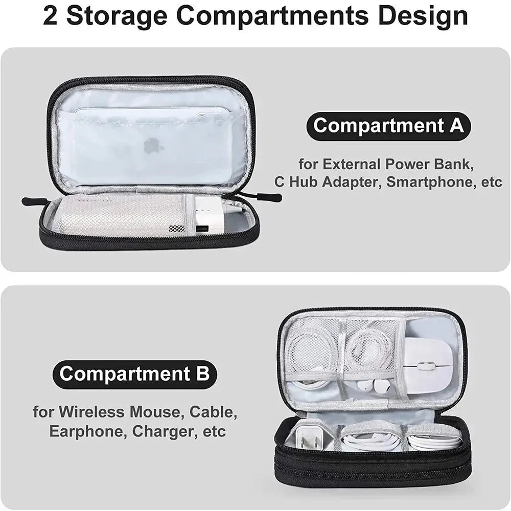 Portable Travel Organizer Bag – Waterproof Cable Storage Pouch with Double Layers