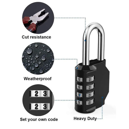 4-Digit Combination Lock – Waterproof and Heavy Duty Padlock for Outdoor and Indoor Use