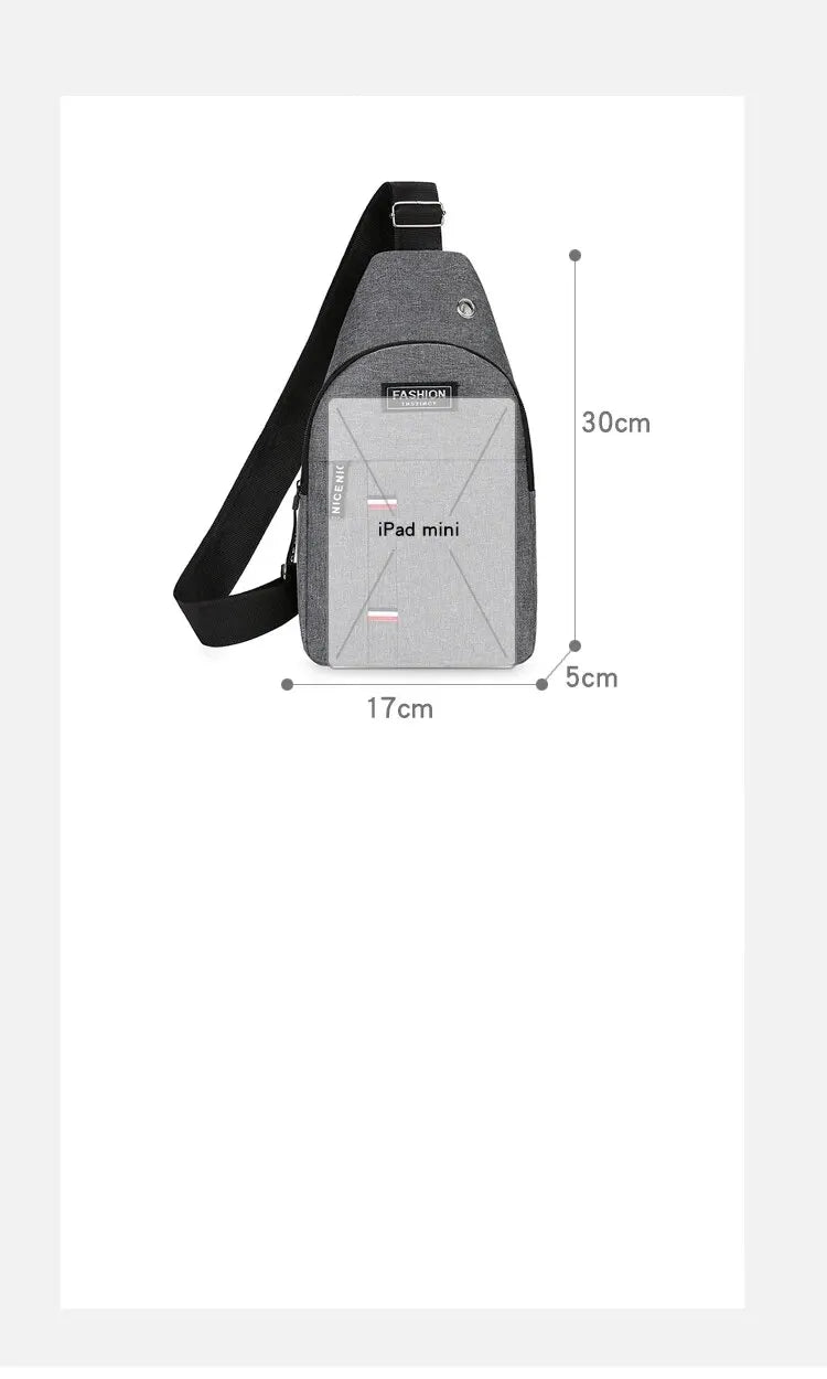 Men’s Large Capacity Crossbody Chest Bag – Fashionable, Durable, and Anti-Theft
