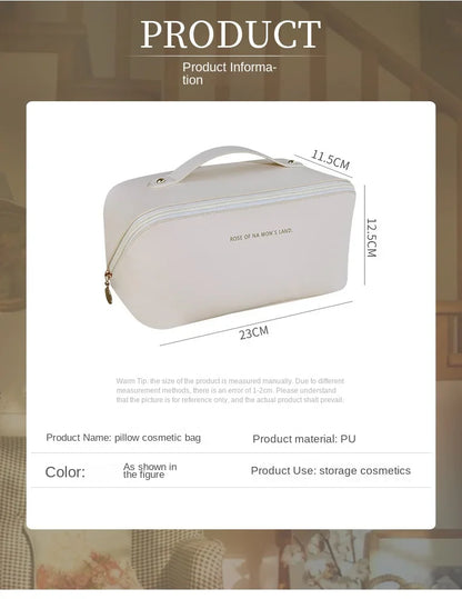 PU Leather Large-Capacity Cosmetic Bag – Waterproof Travel Makeup Storage Pouch