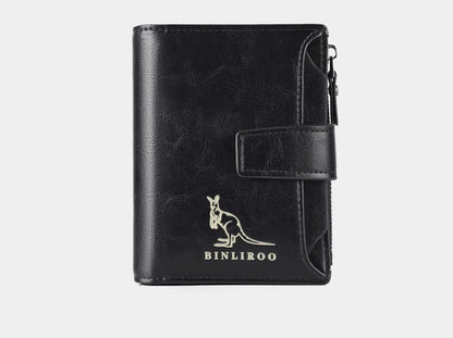Men's RFID Blocking PU Leather Wallet - Compact Coin Purse & Zippered Business Card Holder