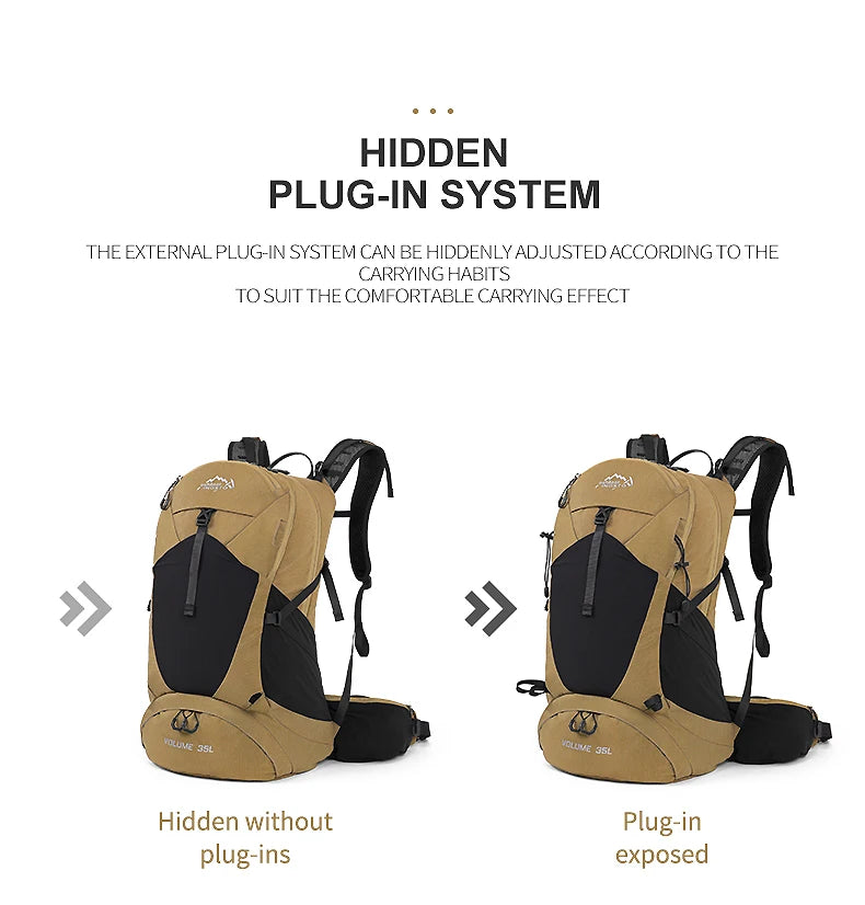 35L Mountaineering Backpack - Waterproof Outdoor Sports Bag for Men and Women, Ideal for Camping, Hiking, and Rain Protection