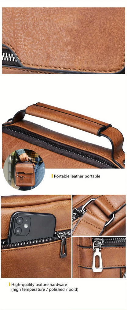 Men’s PU Leather Shoulder Bag for 9.7” iPad - Compact, Stylish, and Versatile Crossbody Bag