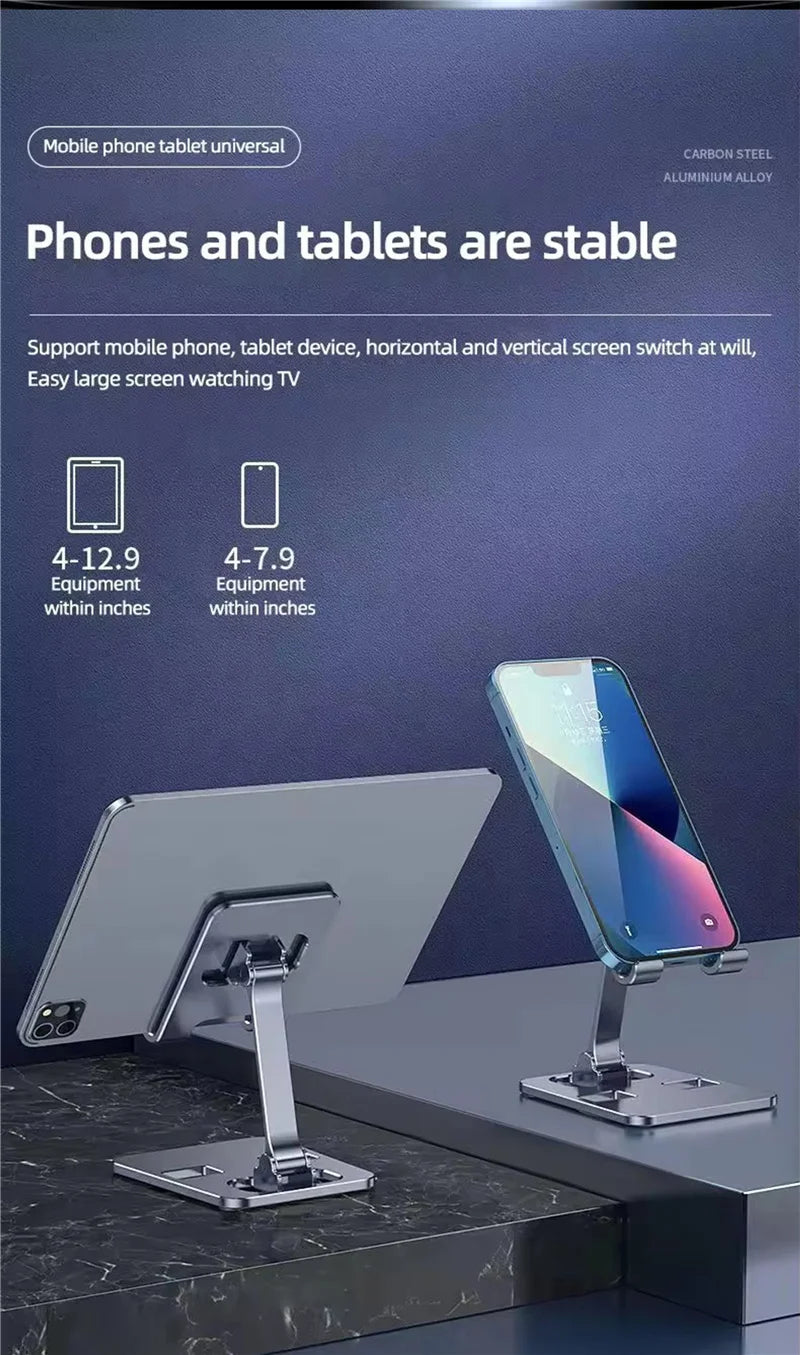 Universal Aluminum Alloy Portable Tablet and Phone Holder – Foldable and Adjustable Desk Stand