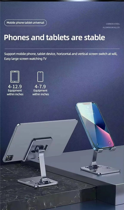 Universal Aluminum Alloy Portable Tablet and Phone Holder – Foldable and Adjustable Desk Stand