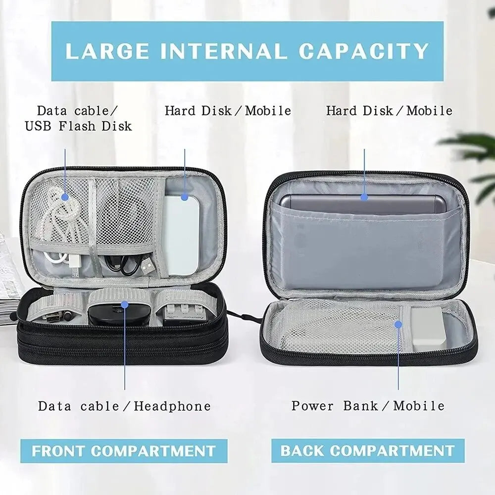 Portable Travel Organizer Bag – Waterproof Cable Storage Pouch with Double Layers
