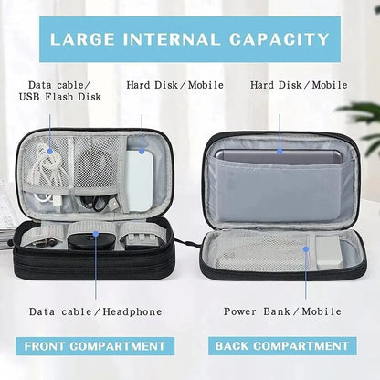 Portable Travel Organizer Bag – Waterproof Cable Storage Pouch with Double Layers
