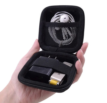 Portable Leather Earphone & Cable Organizer Bag – Multifunctional Digital Gadget Storage Case