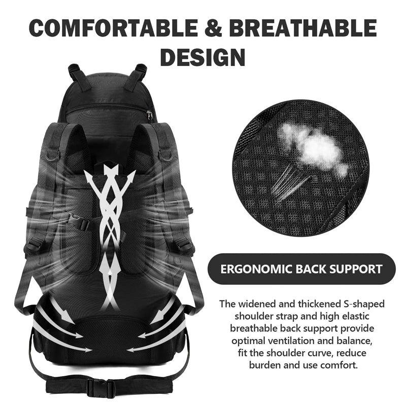 90L Large-Capacity Waterproof Hiking and Camping Backpack