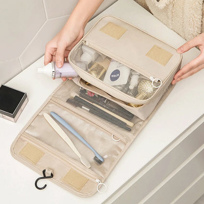 Waterproof Travel Makeup Bag with Hook – High-Quality Toiletries Organizer for Women