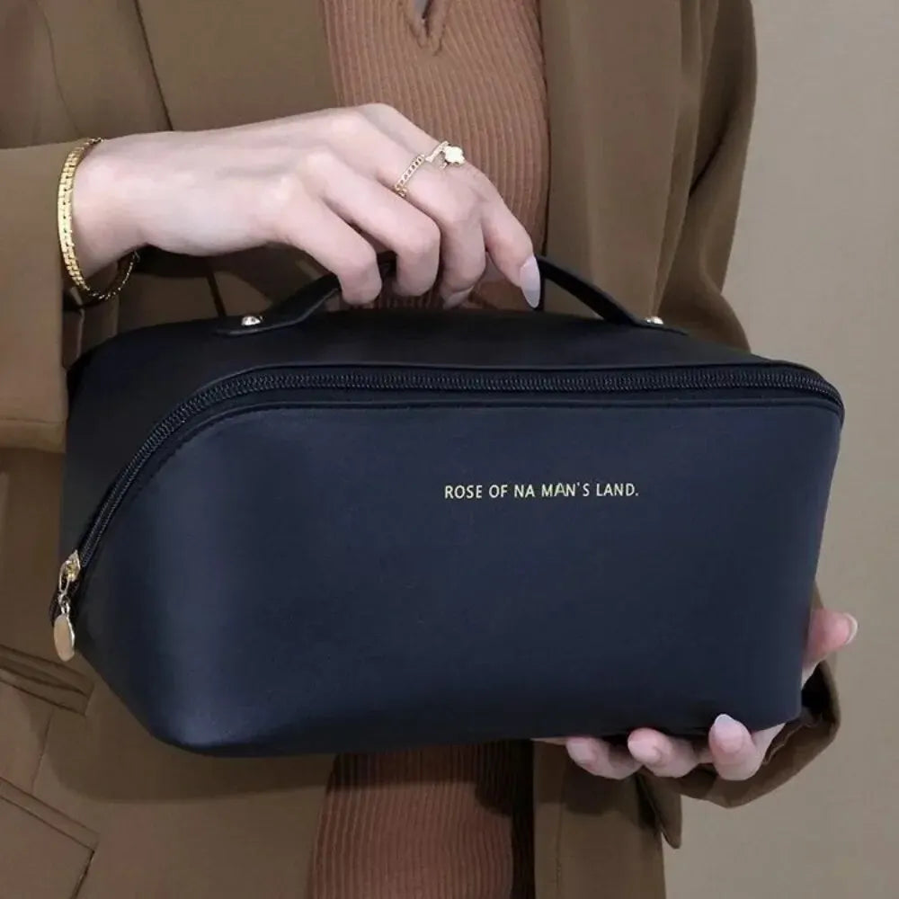 PU Leather Large-Capacity Cosmetic Bag – Waterproof Travel Makeup Storage Pouch