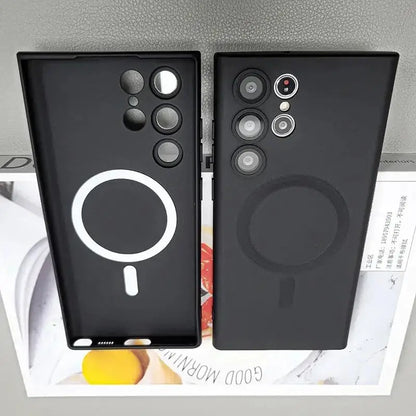 Luxury Wireless Charging Soft Silicone Case for Samsung Galaxy S22 S21 S23 S24 Ultra Plus Fe - Matte Shockproof Cover
