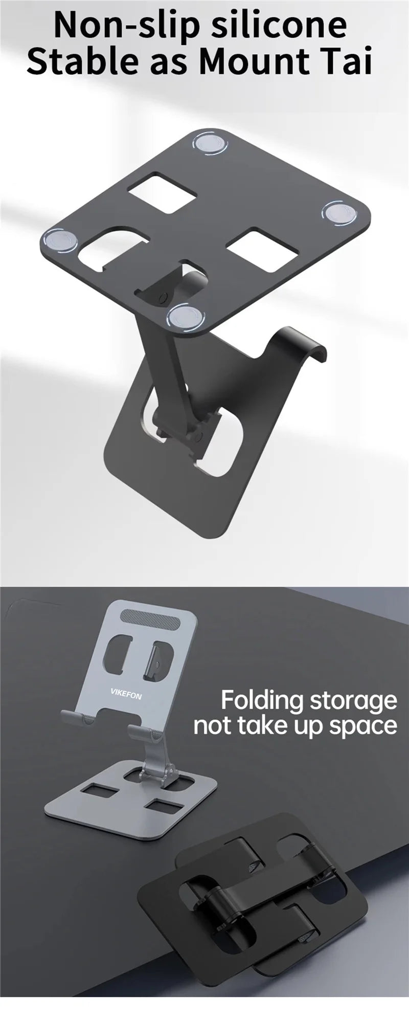 Universal Aluminum Alloy Portable Tablet and Phone Holder – Foldable and Adjustable Desk Stand