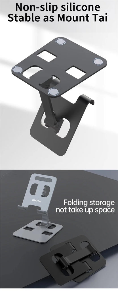 Universal Aluminum Alloy Portable Tablet and Phone Holder – Foldable and Adjustable Desk Stand