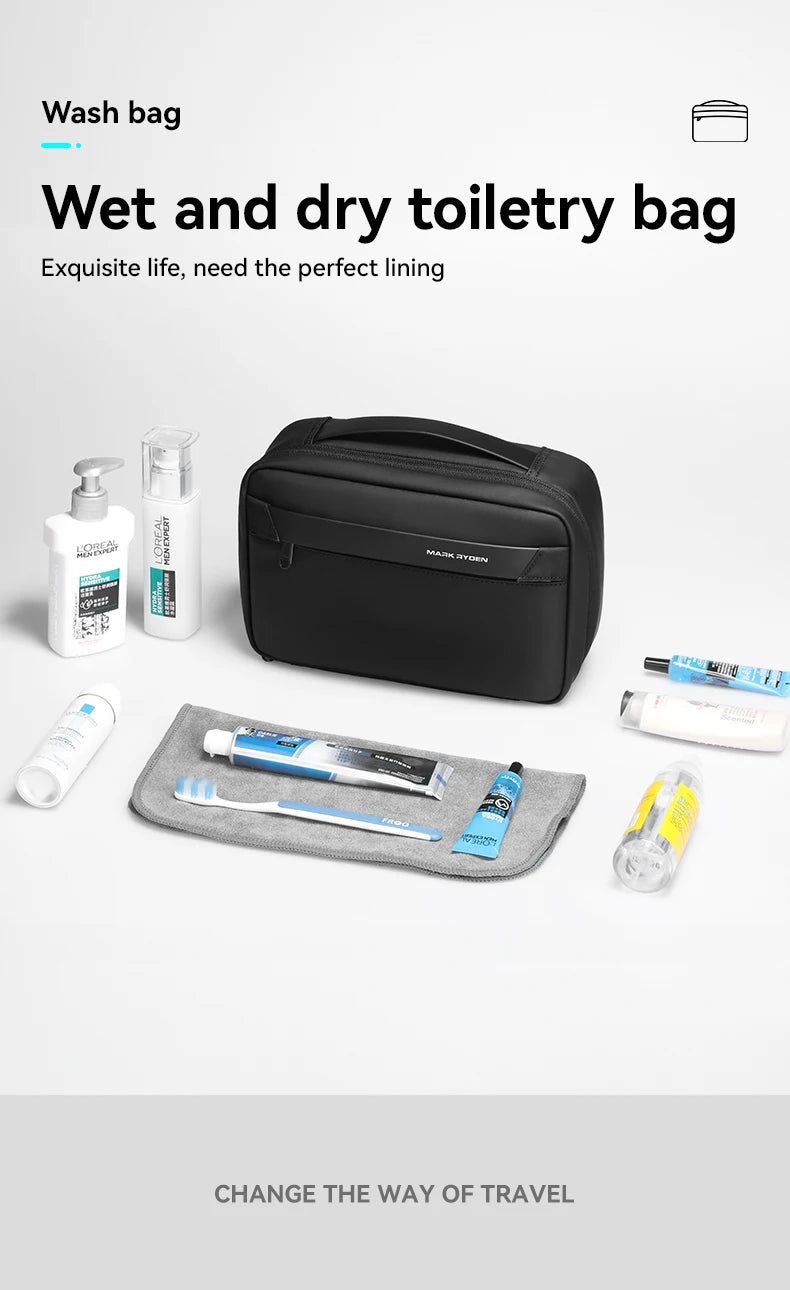 Men's Waterproof Travel Toiletry Bag – Dry/Wet Separation Business Trip Organizer