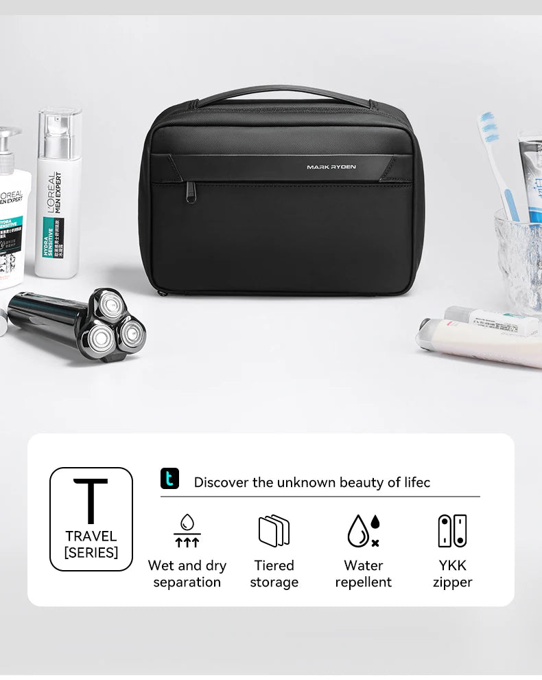 Men's Waterproof Travel Toiletry Bag – Dry/Wet Separation Business Trip Organizer