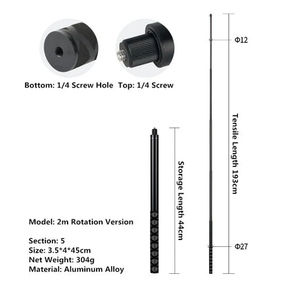SZKOSTON Invisible Selfie Stick for Insta360 and DJI Action Cameras - 3m Extendable Stick for Dynamic Shots