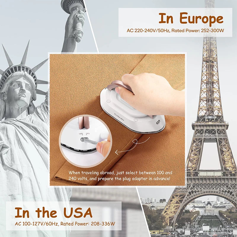 YUNCHI Portable Mini Electric Iron Dual-voltage Non-steam Travel Dry Iron 100-240V