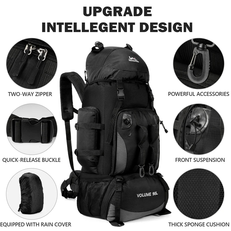 90L Large-Capacity Waterproof Hiking and Camping Backpack
