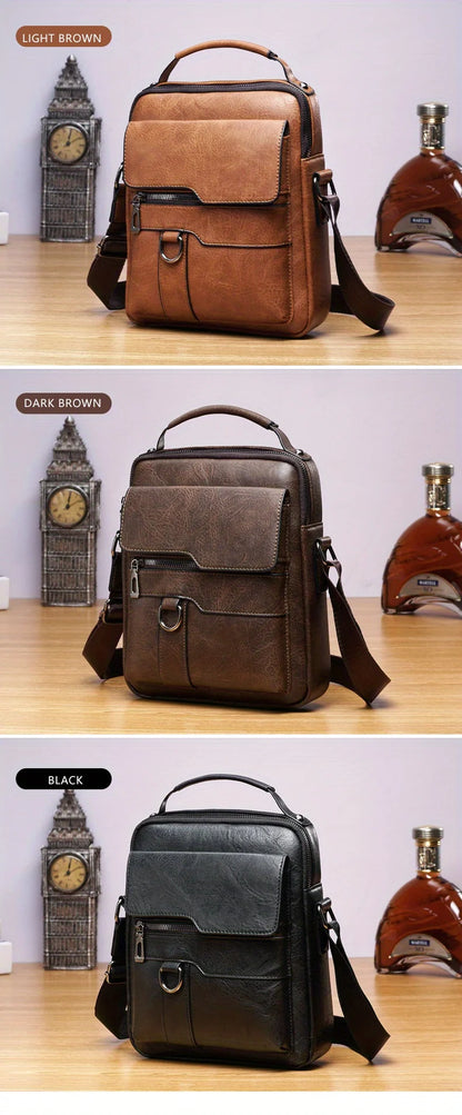 Men’s PU Leather Shoulder Bag for 9.7” iPad - Compact, Stylish, and Versatile Crossbody Bag